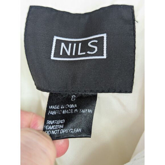 NILS Ski Snow Puffer Hooded Jacket Winter Sports Outdoors Pockets Cream Size 8 - Picture 10 of 14